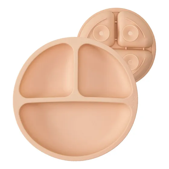 Plato De Silicona Para Bebés Úpale Beige 4 Ventosas