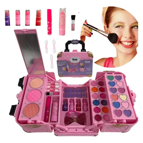Maleta Sonhos Maquiagem Infantil Teen Make Presente Menina Rosa