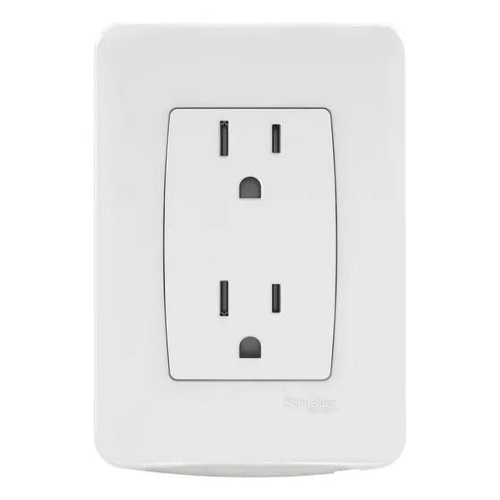 Tomacorriente Doble Miluz 2p+t 15 A 250 V Blanco