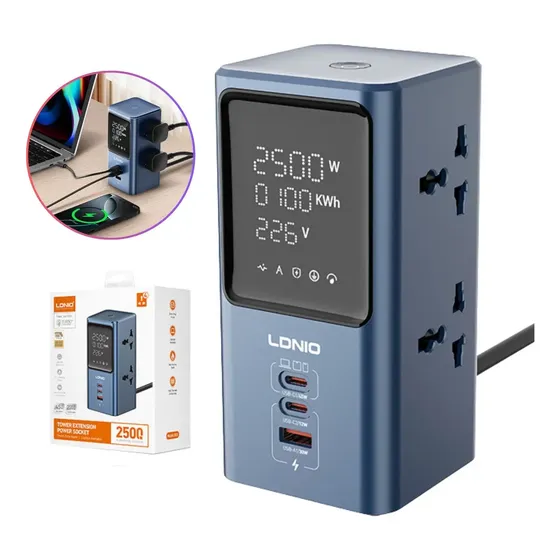 Extensión De Corriente Ldnio Carga Ràpida 20w Puertos Usb Gris | Cuotas sin interés