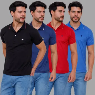 Kit 4 Camiseta Gola Polo Masculina Basica Camisa Lisa Kit 4 Camiseta Gola Polo Masculina Basica Camisa Lisa