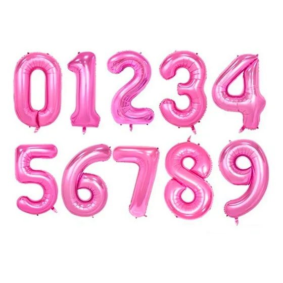 Kit 10 Globos Decorativos de Números Maíz WZ-130 color Rosa