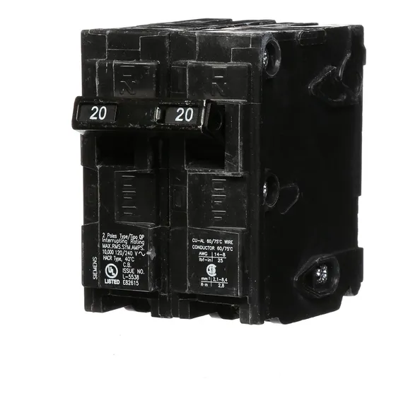 Breacker Siemens Q220 Disyuntor Qp Doble Polo De 20 Amperios