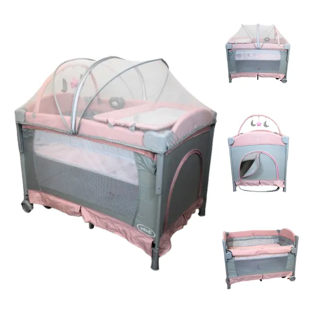 Cuna Corral Mecedora Y Colecho Para Bebé Tuscani - Ibaby Rosa Liso