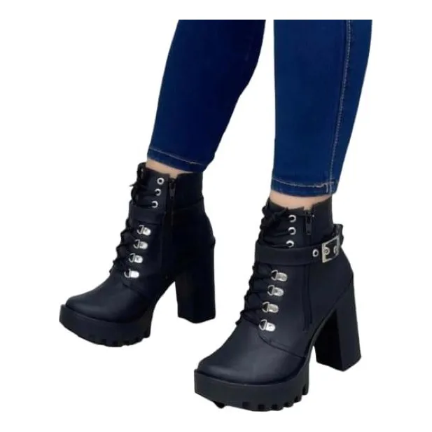 Botines Para Dama Tacon Alto, Material Sintetico