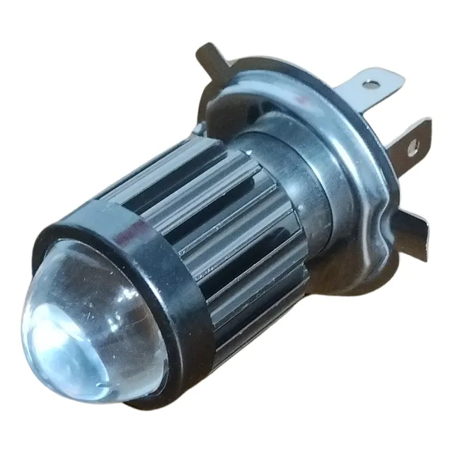 Lampara Led H4 Con Lupa Moto Blanca