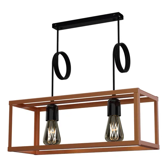 Lámpara Colgante Techo Cubo Aplique Doble E27 Color Cobre