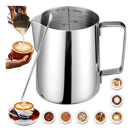 Jarra De Espuma De Leche Barista Acero Inoxidable De 350 Ml