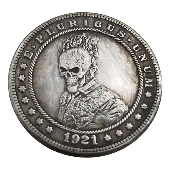 Moeda Hobo Níquel- 1921- 1 Dólar- Esqueleto Em Chamas- Cópia