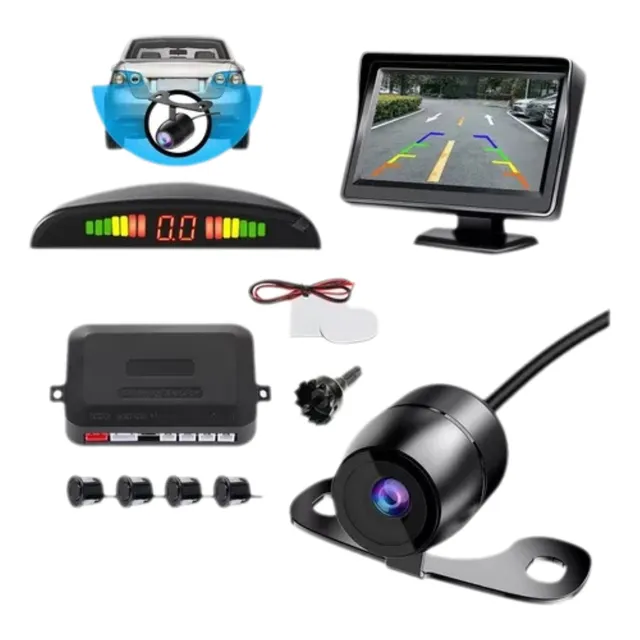 Kit Tela Monitor Lcd 4,3 '' + Câmera De Ré Hd + Sensor De Ré