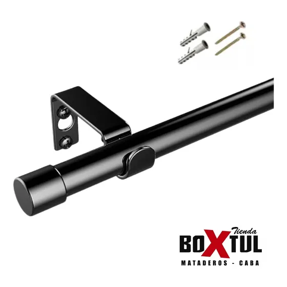 Kit Barral Para Cortina Metalico 1,50 Mts 22 Mm Negro Blanco