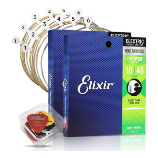 Cuerdas Para Guitarra Elixir 19052 Durabilidad 2pcs + Púas Cuerdas Para Guitarra Elixir 19052 Durabilidad 2pcs + Púas