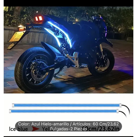 Cinta Con Luz Led Decorativa Para Moto Color Azul Hielo