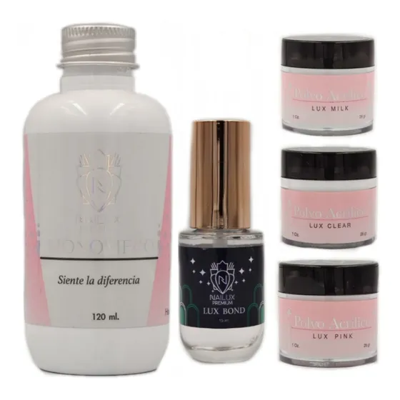 Monomero 120ml + Bond + 3 Polvos 28g - Nailux Premium