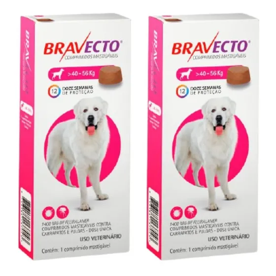 2 Bravecto 1400mg Cães De 40-56kg Original Envio Imediato