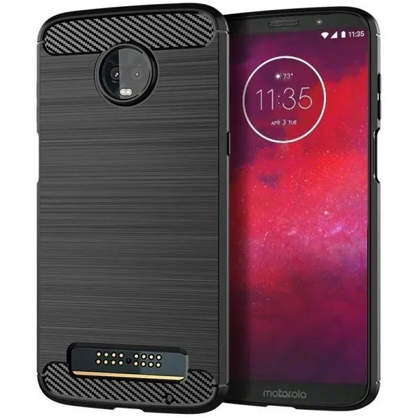 Funda Tpu Rugged Fibra Carbono Para Motorola Moto Z3 Play