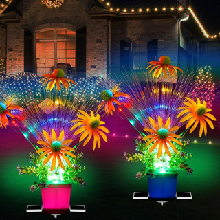 Luces Solares De Flores Para Jardín, 7 Colores Cambiarán Luces Solares De Flores Para Jardín, 7 Colores Cambiarán