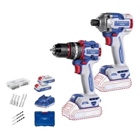 Kit Parafusadeira/ furadeira + Parafusadeira de Impacto By Total Tramontina