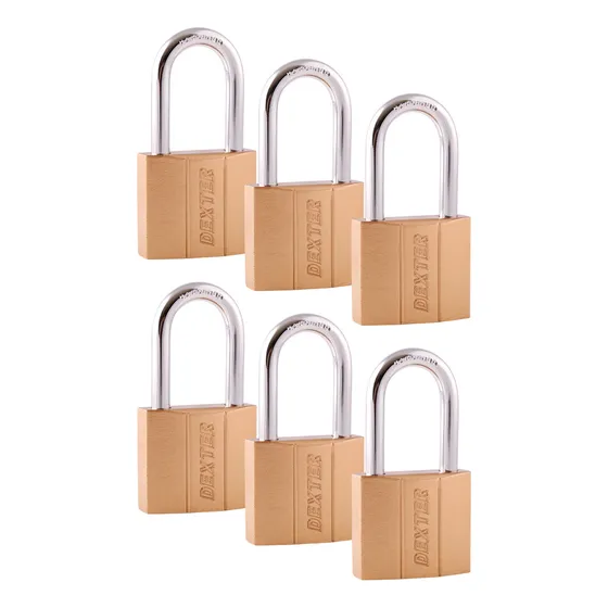 Candado Hierro Seguridad Latón 30 Mm Corto Dexter 6 Piezas Dorado