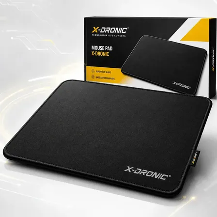 Mouse Pad Preto Gamer Liso Sem Estampa Mousepad para Computador PC Notebook Escritório Jogos Trabalho Base para Mouse Acessório de Informática Superfície Lisa Uso Gamer Profissional Diário PC X-DRONIC