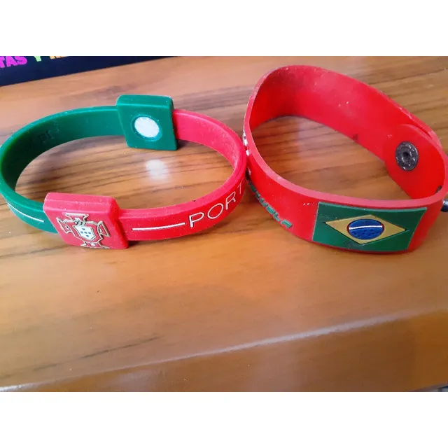 Pulsera Pulseras Goma Tela Roja Verde Portugal Brasil