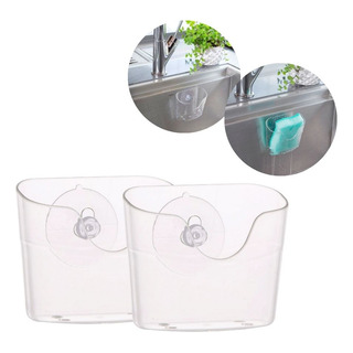 Porta Esponja Ventosa Suporte Bucha Pia Cozinha Kit 2 Unid Cor Transparente Porta Esponja Ventosa Suporte Bucha Pia Cozinha Kit 2 Unid Cor Transparente