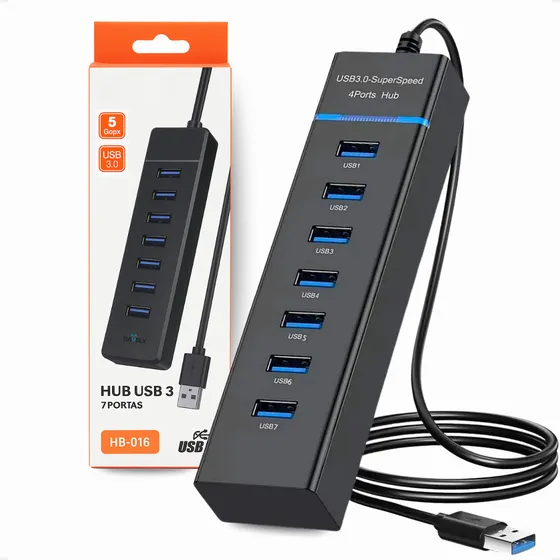 Régua Hub Usb 3.0 Varias Entradas 7 Portas Usb Mouse Teclado