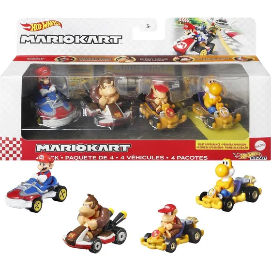 Carritos Hot Wheels Mario Bros X4 Personajes