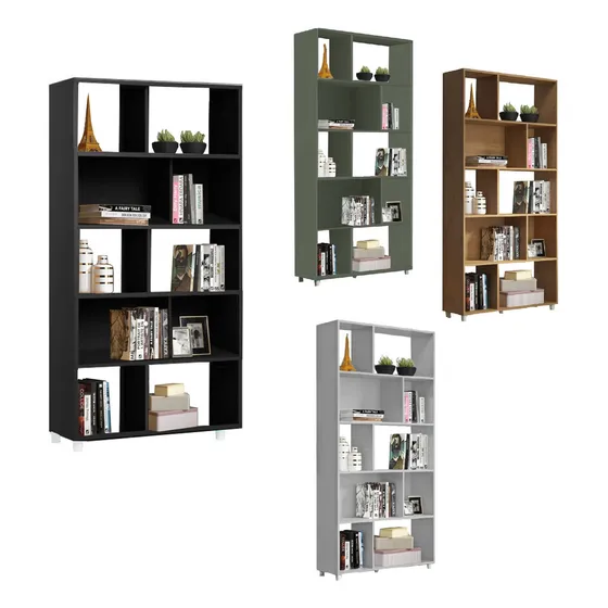 Mueble Estanteria Biblioteca Living Escritorio Oficina LG Color Negro