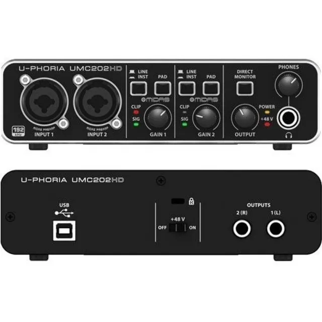 Interfaz De Audio Behringer Umc202 Hd Grabacion Profesional 