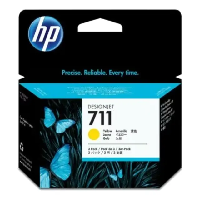 Tinta Hp 711 Cz136a Color Amarillo 3pack