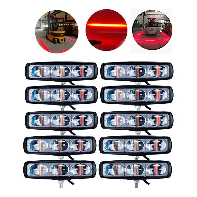 Kit 10 Farol Led Red Zone Linha Vermelha Empilhadeira 10~80v