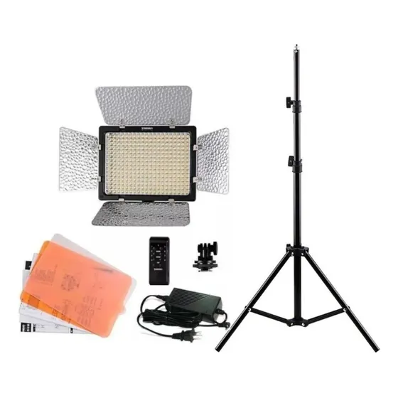 Iluminador Led Yongnuo Yn 600 L Il Com Fonte + Tripé 2m 