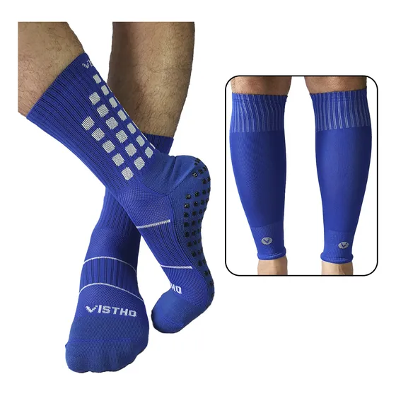 Kit Meia Multi Esportes E Meião Cortado Vistho Azul Royal