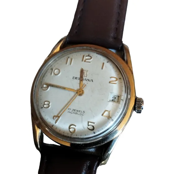 Excelente Reloj Varón A Cuerda Delbana Enchapado Oro Vintage