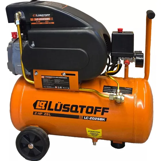 Compresor de aire eléctrico portátil Lüsqtoff LC-2025BK 25L 2hp + Manguera + 2 Pistolas 220V Naranja