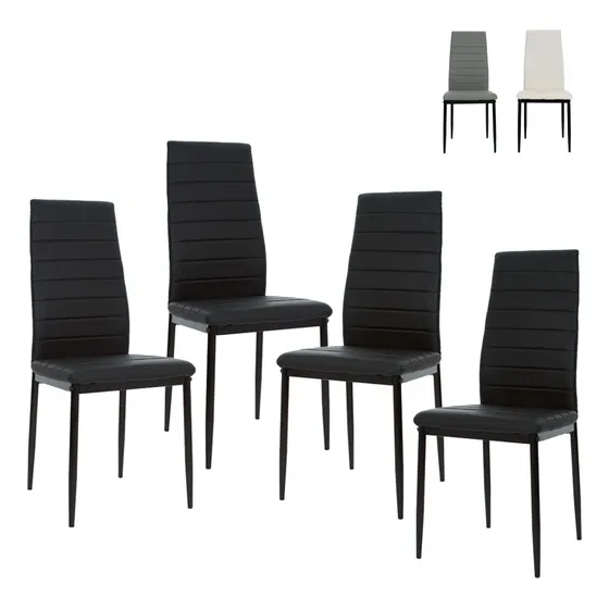 Set De 4 Sillas Comedor Minimalista Moderno Respaldo Alto