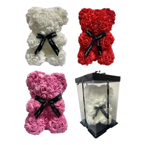 Oso Rosas Eternas Foami Con Caja Acetato 30cm