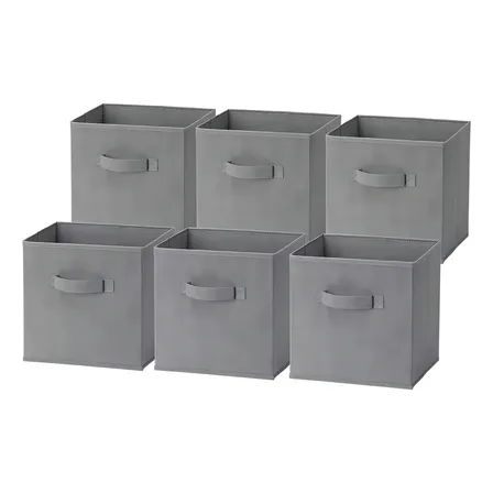 Pack 6 Cajas Cubo Organizador Plegables Closet Ropa Color Gris Lisa