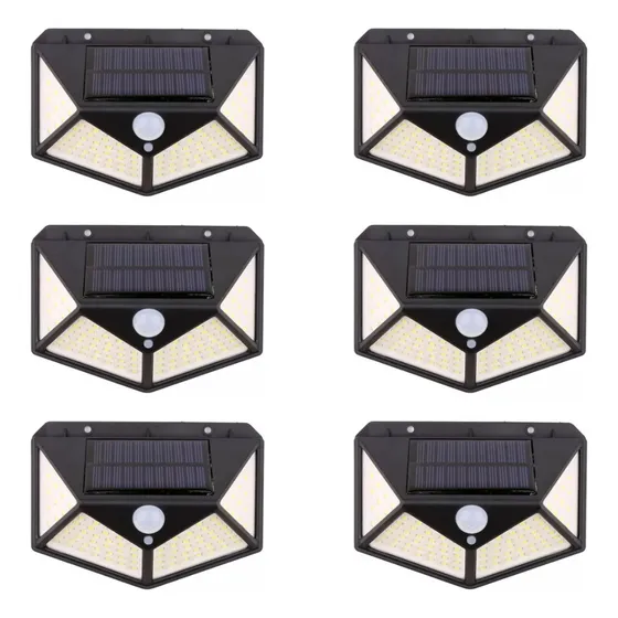 Aplique Reflector Led Panel Solar 100 Leds Movimiento X 6u