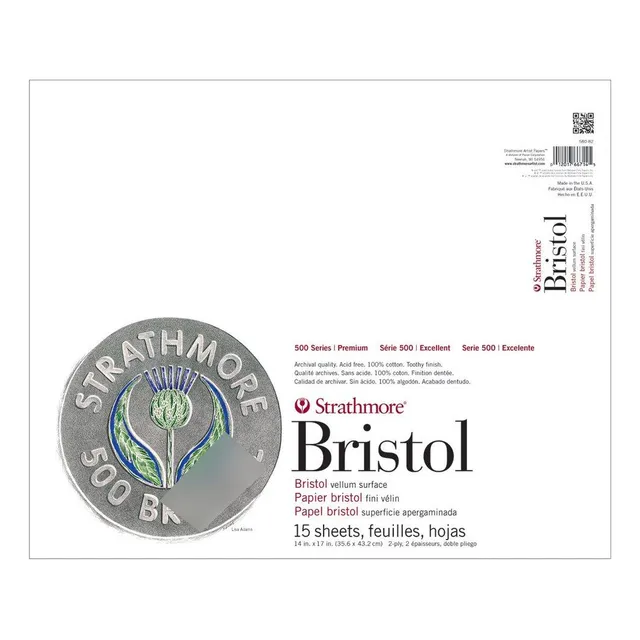 Bristol Vitela Gris 15 Hojas 500 Series Strathmore 14 X 17