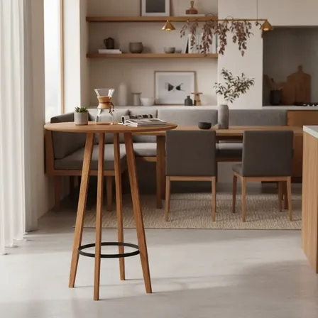 Mesinha Redonda Alta Bistrô Bar Balcão Pés Madeira