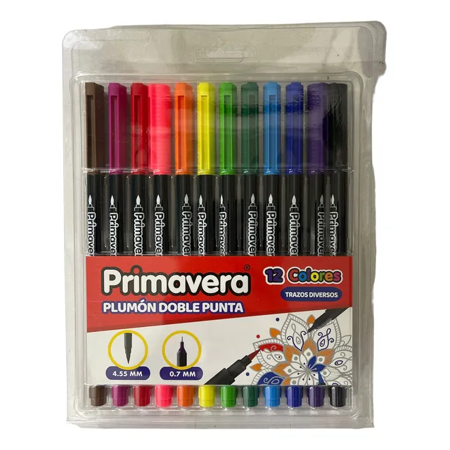 Marcadores Puntas Pincel Doble Punta Primavera X12 Und