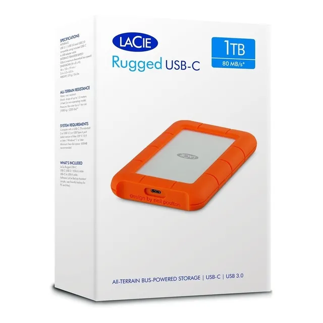 Disco Duro Lacie 1tb Usb-c/usb 3.0 Rugged- Boleta