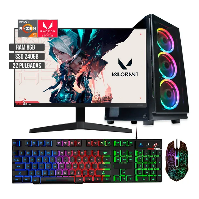 Pc Torre Equipo Gamer Ryzen 5 3400g B450m Ssd 240gb Ram 8gb 