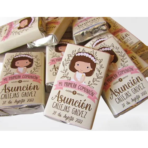 Chocolate Personalizado Souvenir Bautizo / Primera Comunión