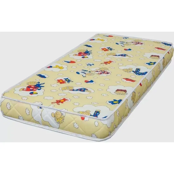 Colchon De Cuna 130x60cm Densidad 18 Impermeable 12 Cm Alto Color Amarillo / Blanco