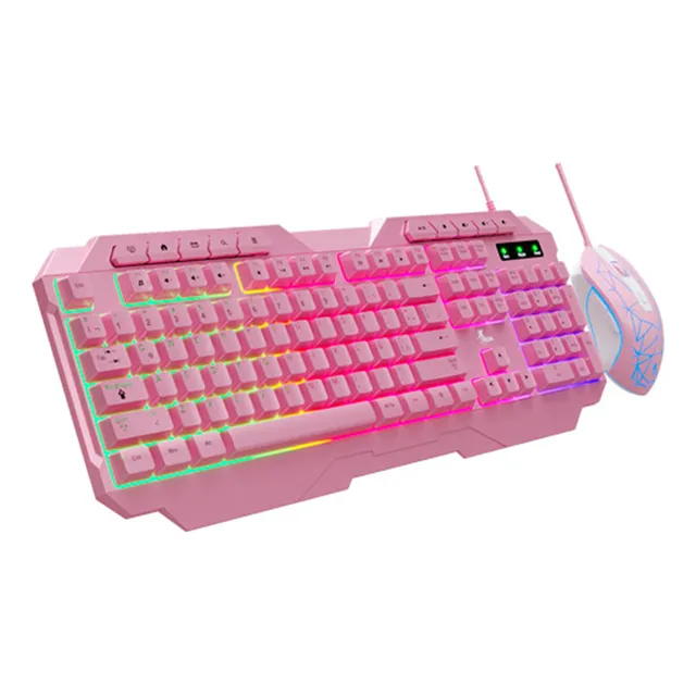 Kit De Teclado Y Mouse C/cable Gamer Usb X Tech Rosa Xtk540s