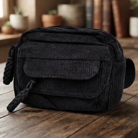 Bolsa Feminina Transversal Tiracolo Ombro Veludo Pequena Preto