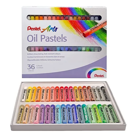 Gises Pastel De Aceite Pentel Arts Redondos Caja 36 Piezas